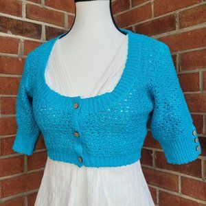 Free People cropped blue knit cardigan